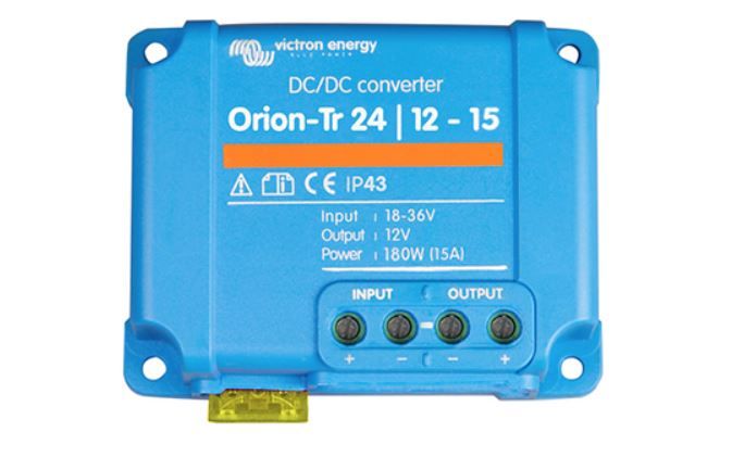 Jännitteen alennin 24V -> 12V, 15A, Victron Energy