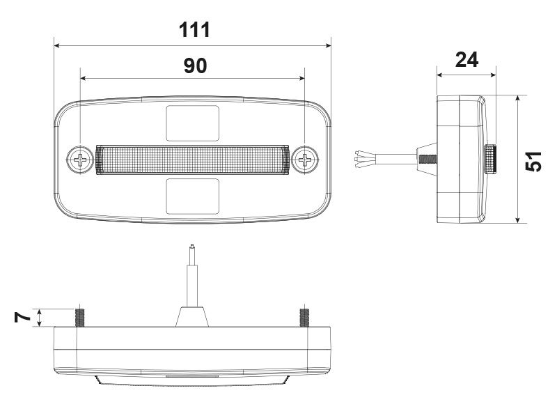 Truck Vision LED-äärivalo vilkulla ja heijastimella