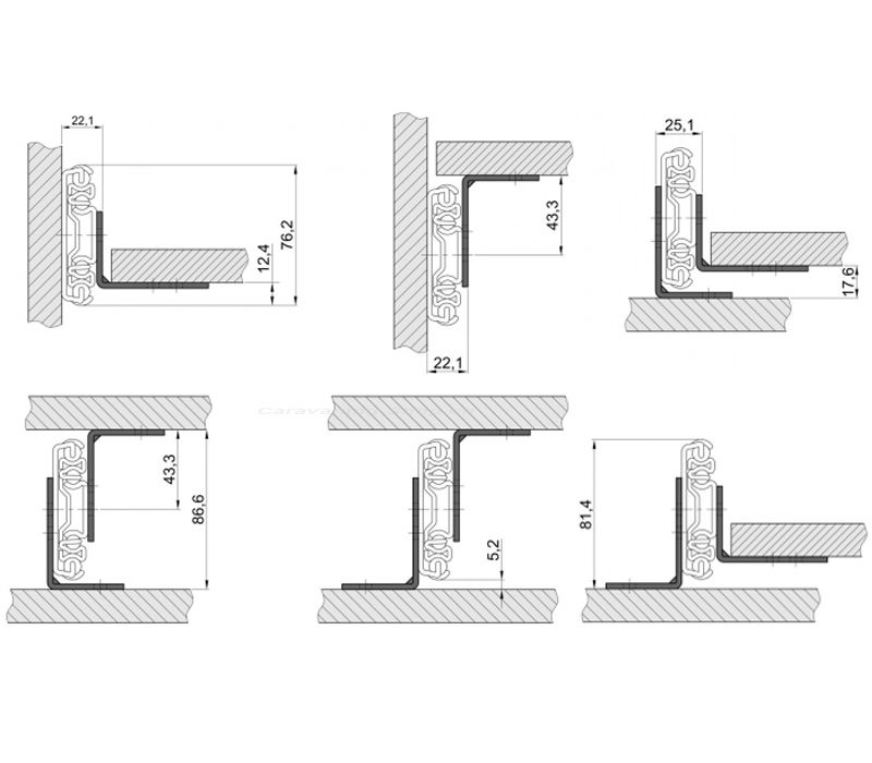 L-kannatinpari liukukiskolle, 559mm