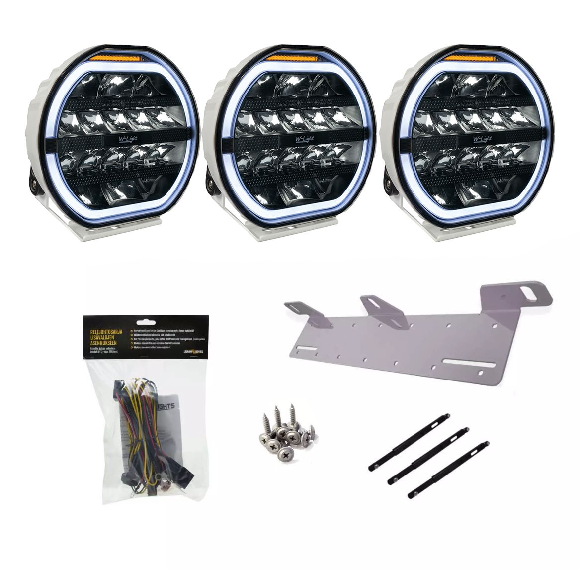 W-Light Fury 9'' White LED-lisävalopaketti X3