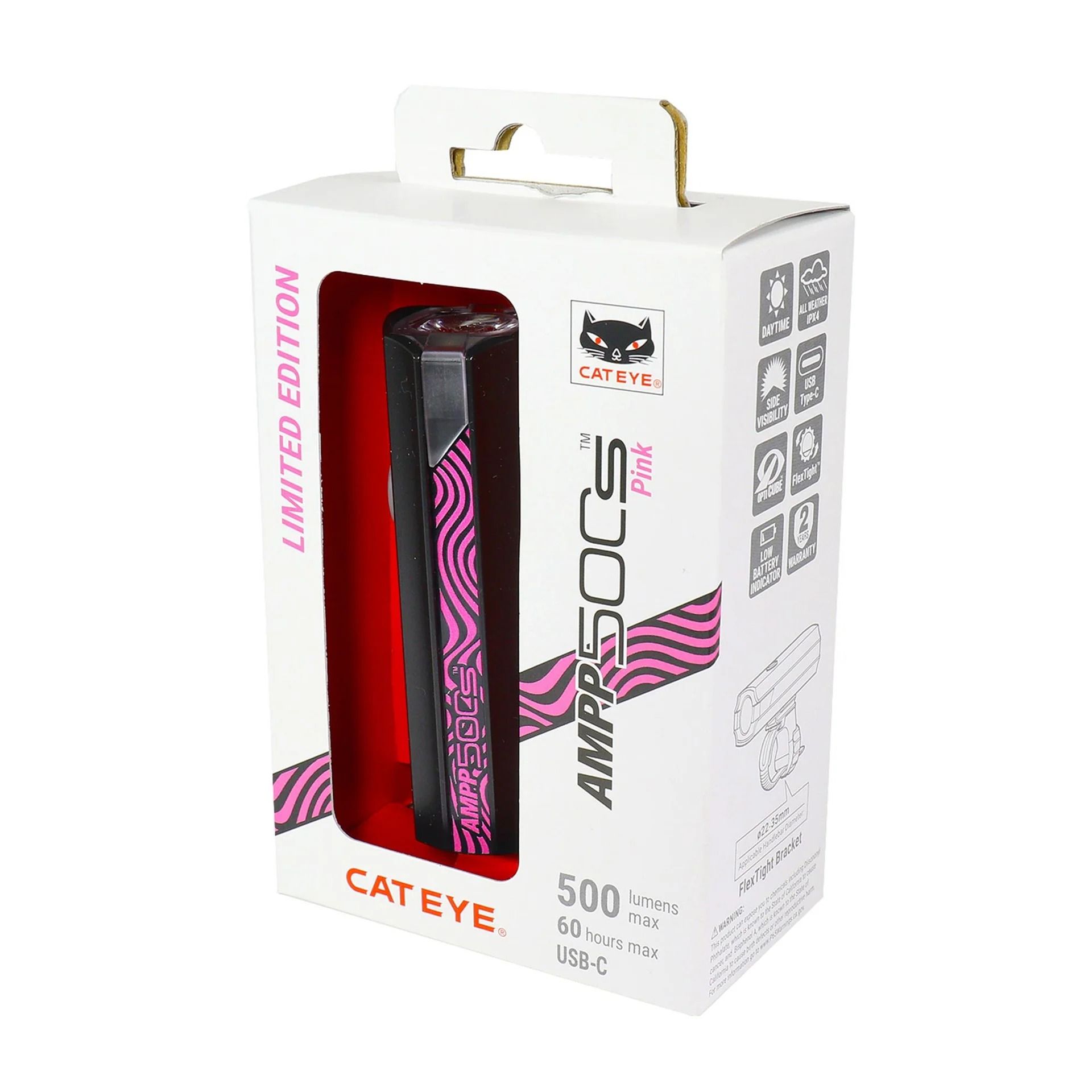 CatEye AMPP 500 S  polkupyöränvalo pinkki, HL-EL085SRC