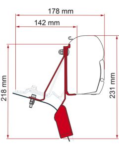 Fiamma markiisin adapteri F45 Ford Custom Nugget 2015-2023