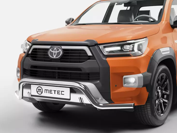 Metec helmarauta suojalevyllä, Toyota Hilux 2021- - Etuhelmaputket pakettiautoon - 8020104590 - 1