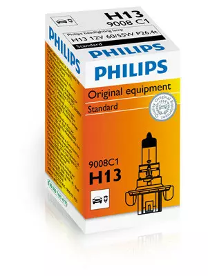 H13 halogen-polttimo 60/55W 12V, Philips - H8, H9, H10, H11, H13, H15, H16 - 4060101661 - 1