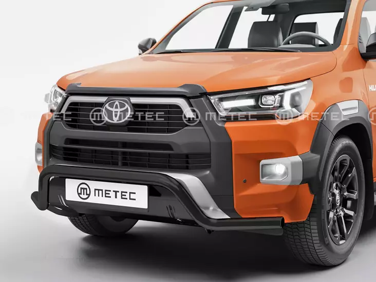 Metec helmarauta suojalevyllä, Toyota Hilux 2021- musta - Etuhelmaputket pakettiautoon - 8020110751 - 1