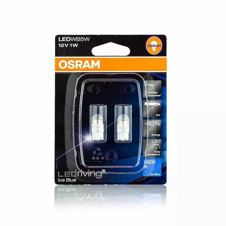 T10 WB5W LED-polttimopari Osram 12V, jään sininen 6800K - T10 LED-polttimot - 8020102042 - 1