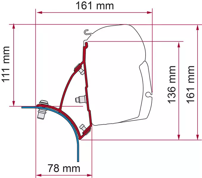 Fiamma markiisin adapteri F45 VW T5/T6 sleeper roof - Tarvikkeet - 8020112413 - 1