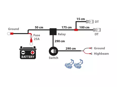 Relejohtosarja kahdelle lisävalolle DT-2 - Relejohtosarjat - 8020104894 - 4