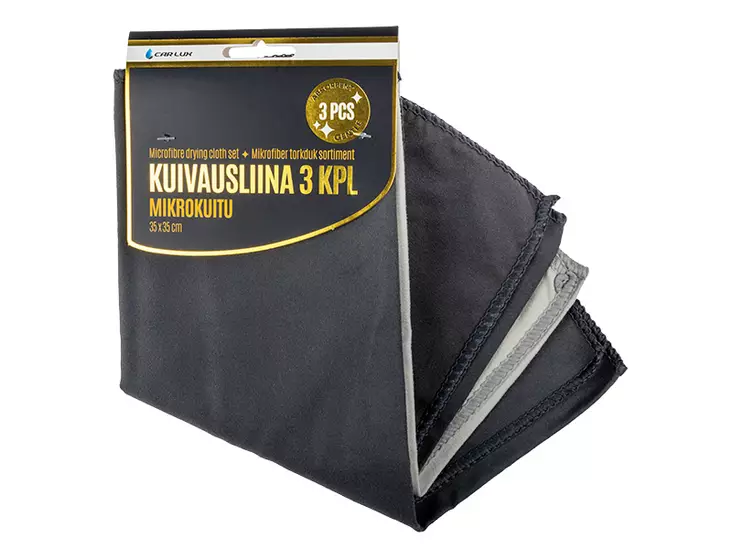 Car Lux Kuivausliinat, mikrokuitu 3kpl - Autonhoitotarvikkeet - 8020110414 - 1