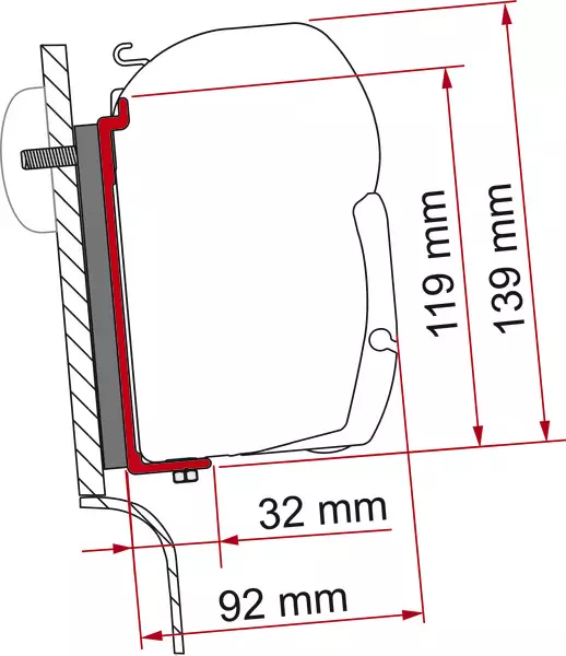 Fiamma markiisin adapteri F45 Westfalia high roofs - Tarvikkeet - 8020112384 - 1