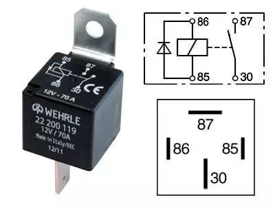 Kytkentärele diodilla 4-Nap 70A, 12V - Releet - 3050120454 - 1
