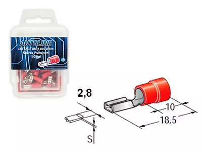 Lattaliitin naaras 2,8x0,5mm, punainen, 10kpl - Liittimet - 6011000205 - 1