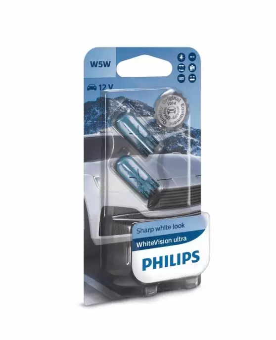 W5W T10 Philips White Vision Ultra polttimopari - T10 (W5W) polttimot - 8020103525 - 1