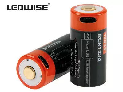 Ledwise 16340-akku 700mAh 2kpl - RCR123-akut - 8020108286 - 1