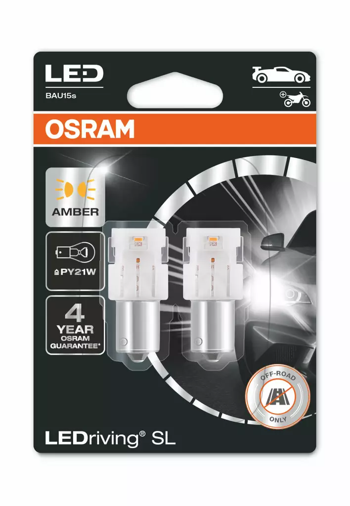 BAU15s LED-polttimopari, orange, Osram - Ba15s ja BAY15d LED-polttimot - 8020105118 - 1