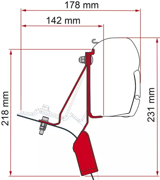 Fiamma markiisin adapteri F45 Ford Custom Nugget 2015-2023 - Tarvikkeet - 8020112488 - 1